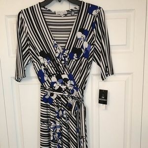 NWT Sandra Darren floral/stripe Dress